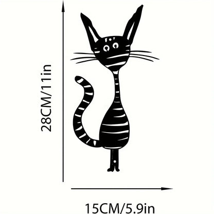 Cat Family Garden Statues — Metal Silhouette Stakes, Set of 3