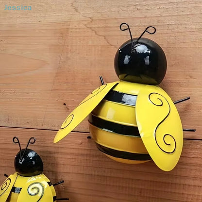 Wrought Iron Bee Wall Ornaments — Set of 4 Garden & Balcony Decor