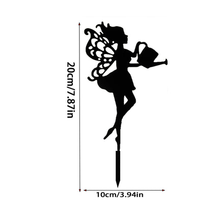 Fairy Garden Statue — Metal Silhouette Ornament for Pots & Borders