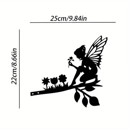 Witch & Cats Halloween Garden Stake — Black Metal Tree Silhouette