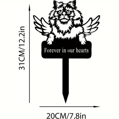Cat Family Garden Statues — Metal Silhouette Stakes, Set of 3