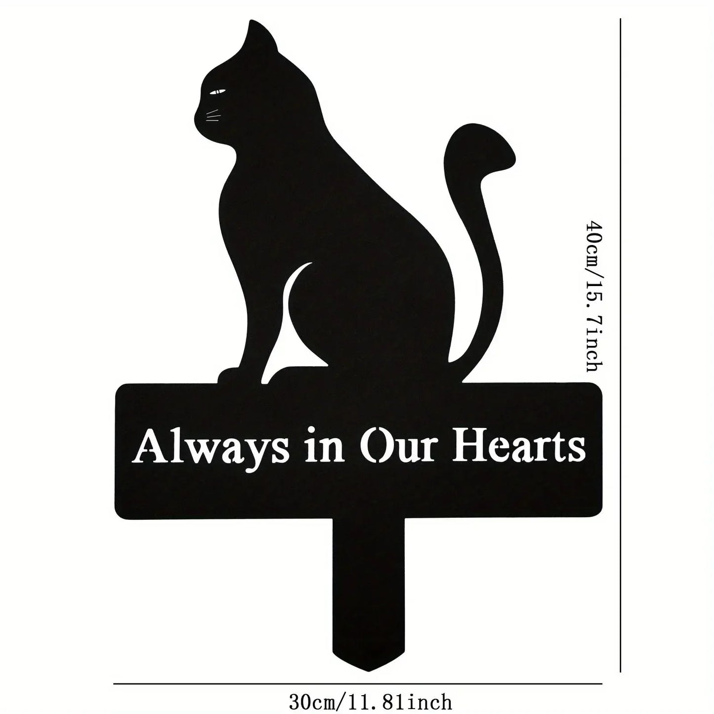 Cat Family Garden Statues — Metal Silhouette Stakes, Set of 3