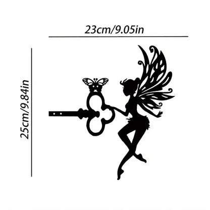 Witch & Cats Halloween Garden Stake — Black Metal Tree Silhouette