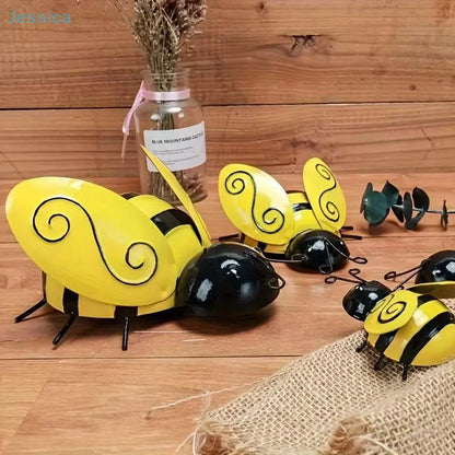Wrought Iron Bee Wall Ornaments — Set of 4 Garden & Balcony Decor