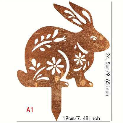 Rustic Rabbit Garden Statue — Weatherproof Metal Silhouette Yard Art