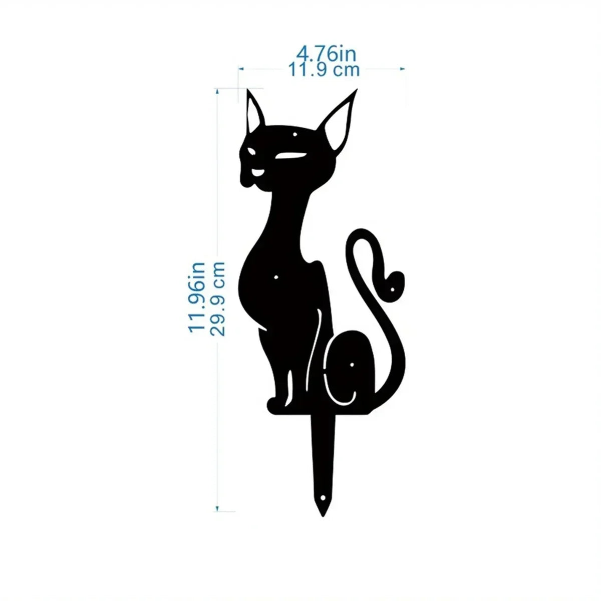 Cat Family Garden Statues — Metal Silhouette Stakes, Set of 3