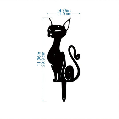 Cat Family Garden Statues — Metal Silhouette Stakes, Set of 3