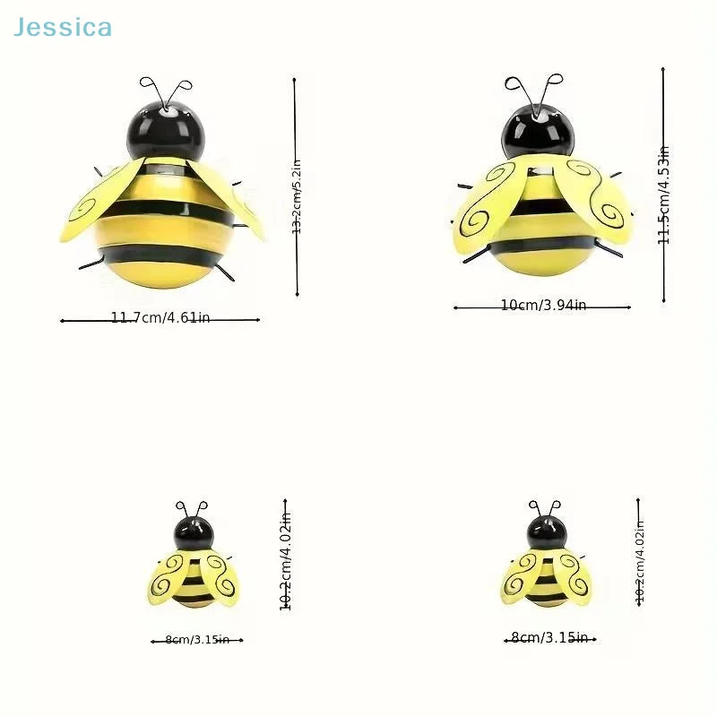 Wrought Iron Bee Wall Ornaments — Set of 4 Garden & Balcony Decor