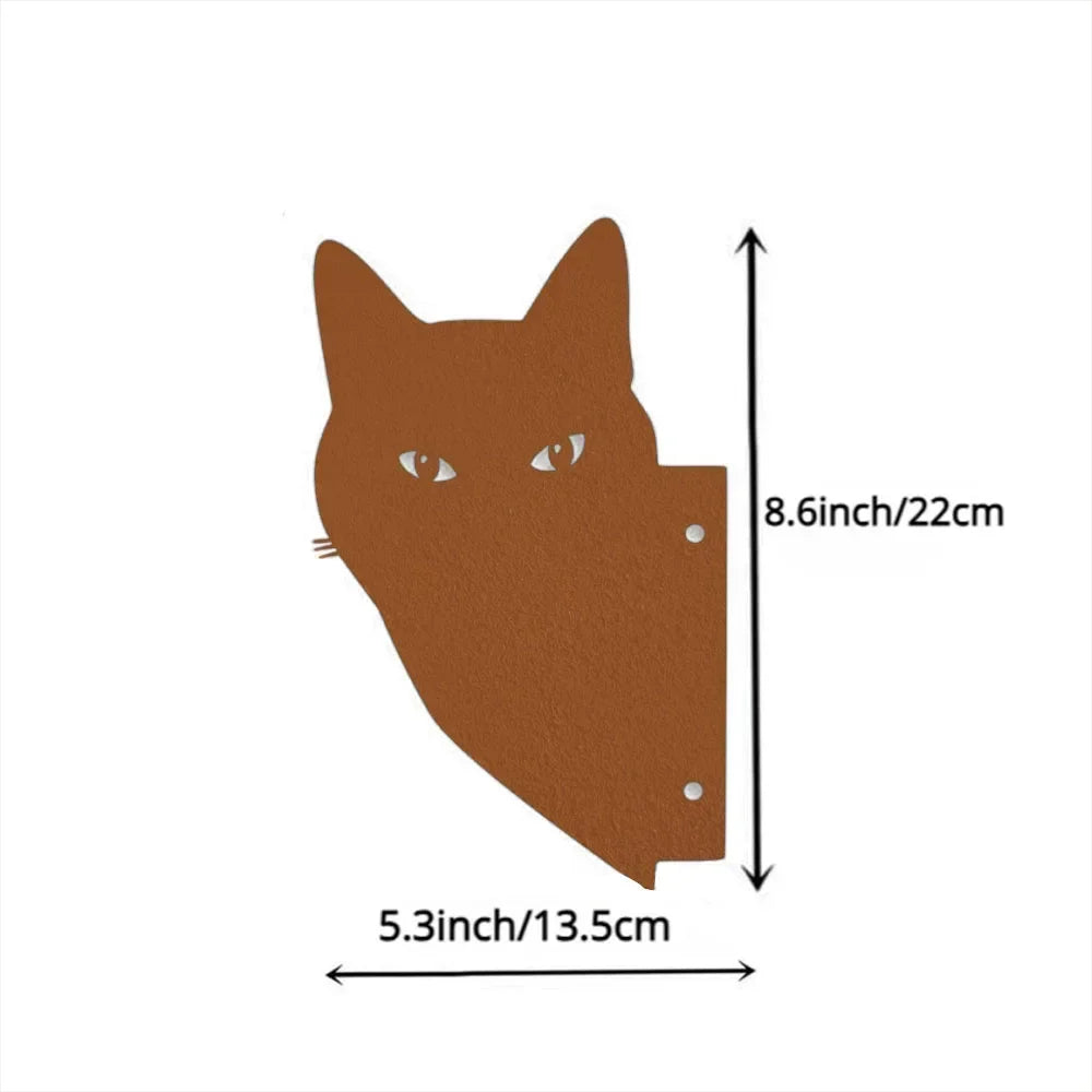Cat Family Garden Statues — Metal Silhouette Stakes, Set of 3
