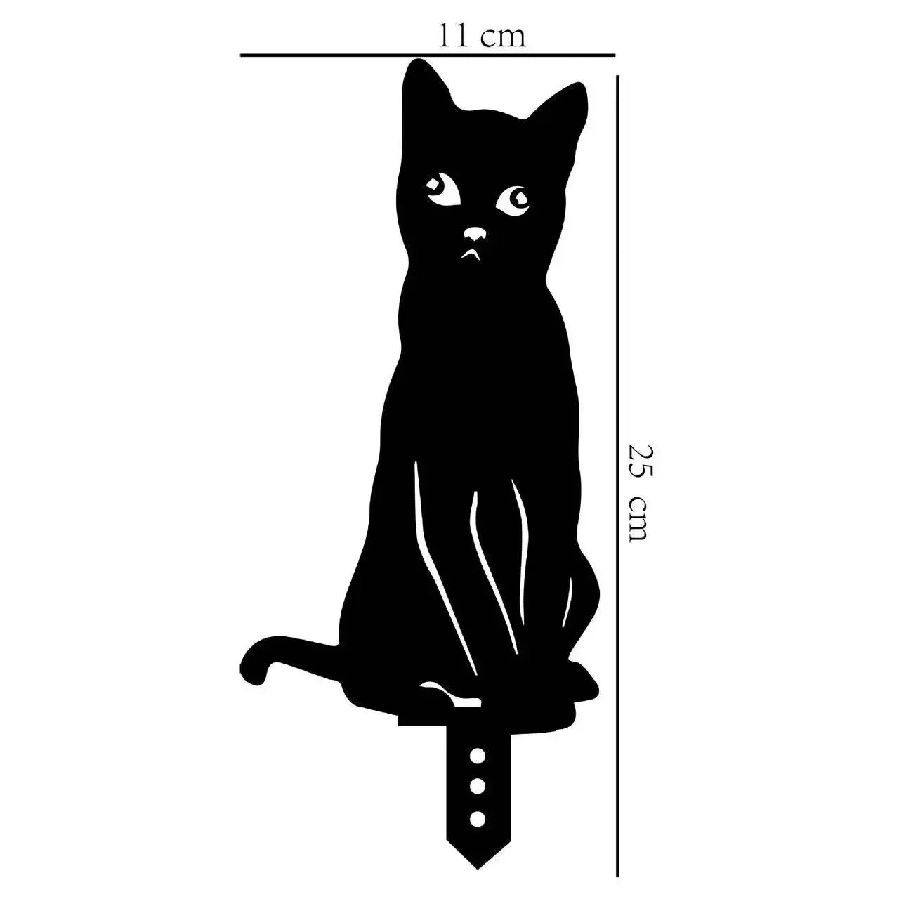 Cat Family Garden Statues — Metal Silhouette Stakes, Set of 3