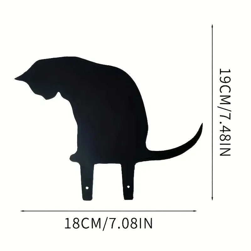 Cat Family Garden Statues — Metal Silhouette Stakes, Set of 3
