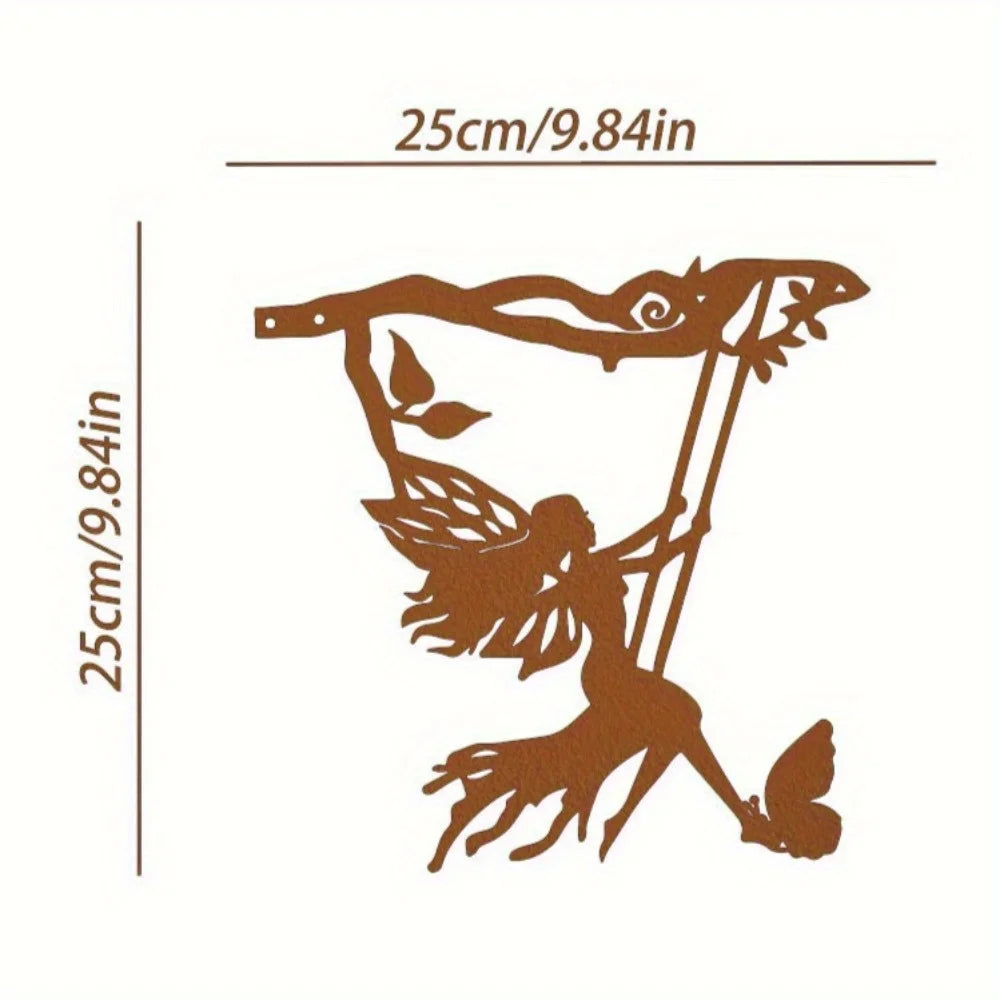 Witch & Cats Halloween Garden Stake — Black Metal Tree Silhouette