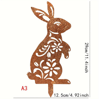 Rustic Rabbit Garden Statue — Weatherproof Metal Silhouette Yard Art