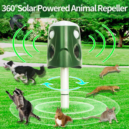 3-in-1 Ultrasonic Animal Repellent – 360° Solar Powered Garden Pest Deterrent