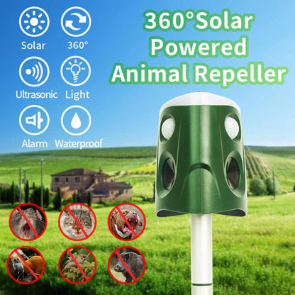 3-in-1 Ultrasonic Animal Repellent – 360° Solar Powered Garden Pest Deterrent