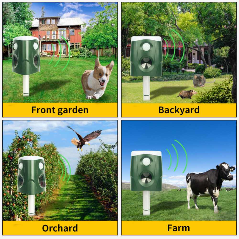 3-in-1 Ultrasonic Animal Repellent – 360° Solar Powered Garden Pest Deterrent