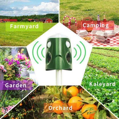 3-in-1 Ultrasonic Animal Repellent – 360° Solar Powered Garden Pest Deterrent