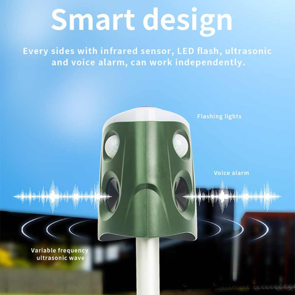 3-in-1 Ultrasonic Animal Repellent – 360° Solar Powered Garden Pest Deterrent