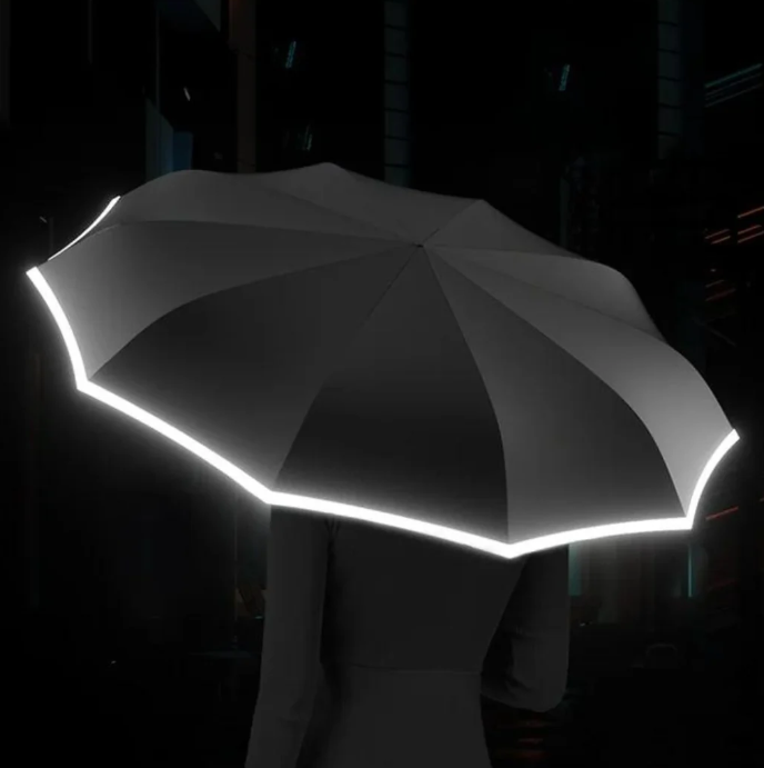 Stormproof Travel Umbrella with Reflective Edge – Windproof Safety Umbrella