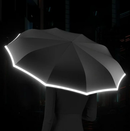 Stormproof Travel Umbrella with Reflective Edge – Windproof Safety Umbrella