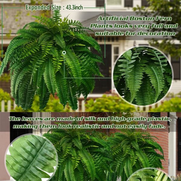 UV-Resistant Artificial Boston Fern – Realistic Fake Indoor/Outdoor Fern Plant