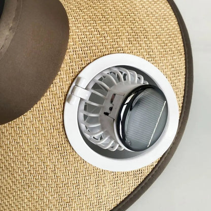 Wide Brim Sun Hat with Solar Powered Fan – Cooling UV Protection Outdoor Hat