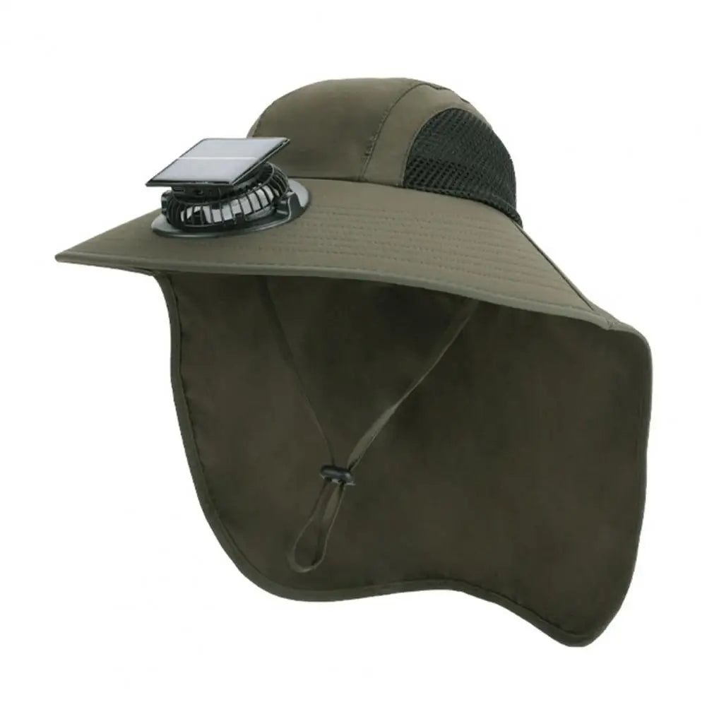 Solar Fan Hat with Wide Brim – UV Protection Cooling Outdoor Sun Hat