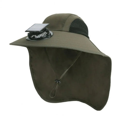 Solar Fan Hat with Wide Brim – UV Protection Cooling Outdoor Sun Hat