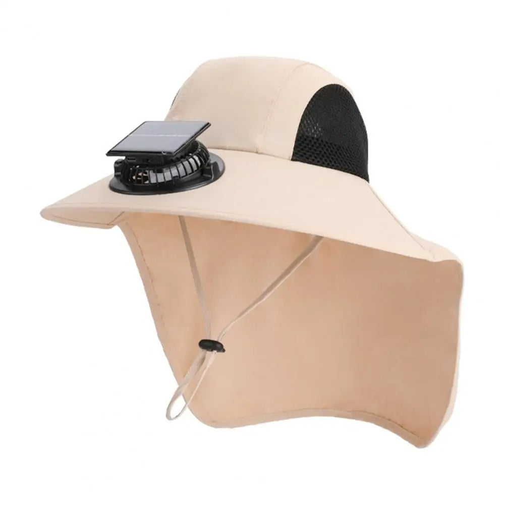 Solar Fan Hat with Wide Brim – UV Protection Cooling Outdoor Sun Hat