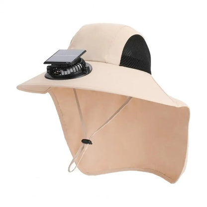 Solar Fan Hat with Wide Brim – UV Protection Cooling Outdoor Sun Hat