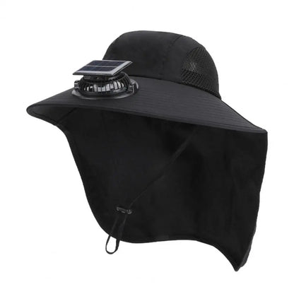 Solar Fan Hat with Wide Brim – UV Protection Cooling Outdoor Sun Hat