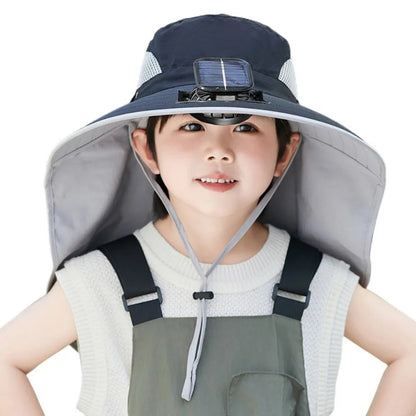Adjustable Kids Solar Fan Hat – Children's UV Protection Cooling Outdoor Hat