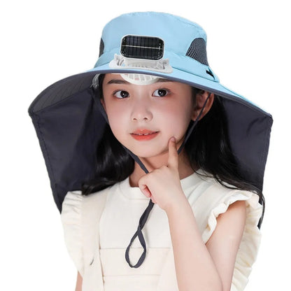 Adjustable Kids Solar Fan Hat – Children's UV Protection Cooling Outdoor Hat