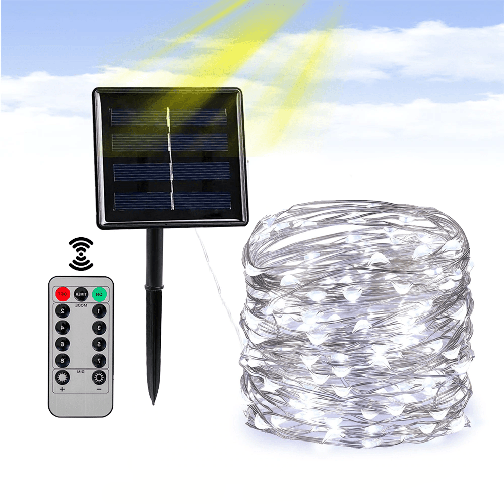 Clear Cable Solar String Lights – Outdoor Garden & Patio LED Fairy Lights