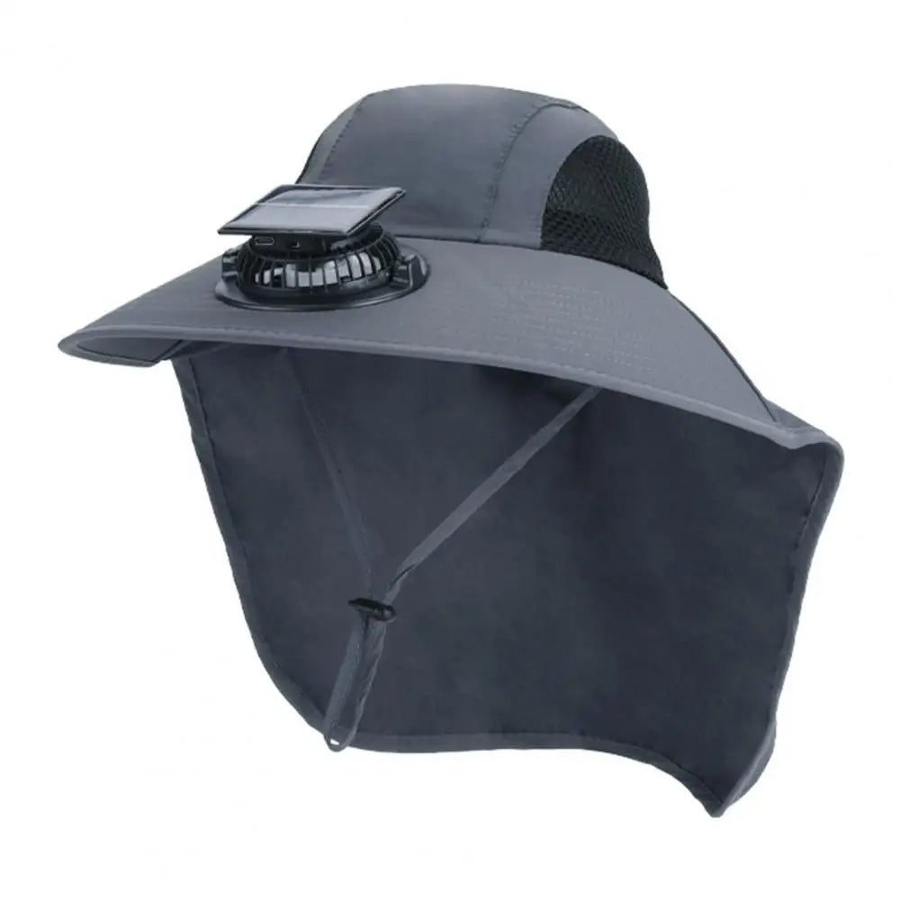 Solar Fan Hat with Wide Brim – UV Protection Cooling Outdoor Sun Hat