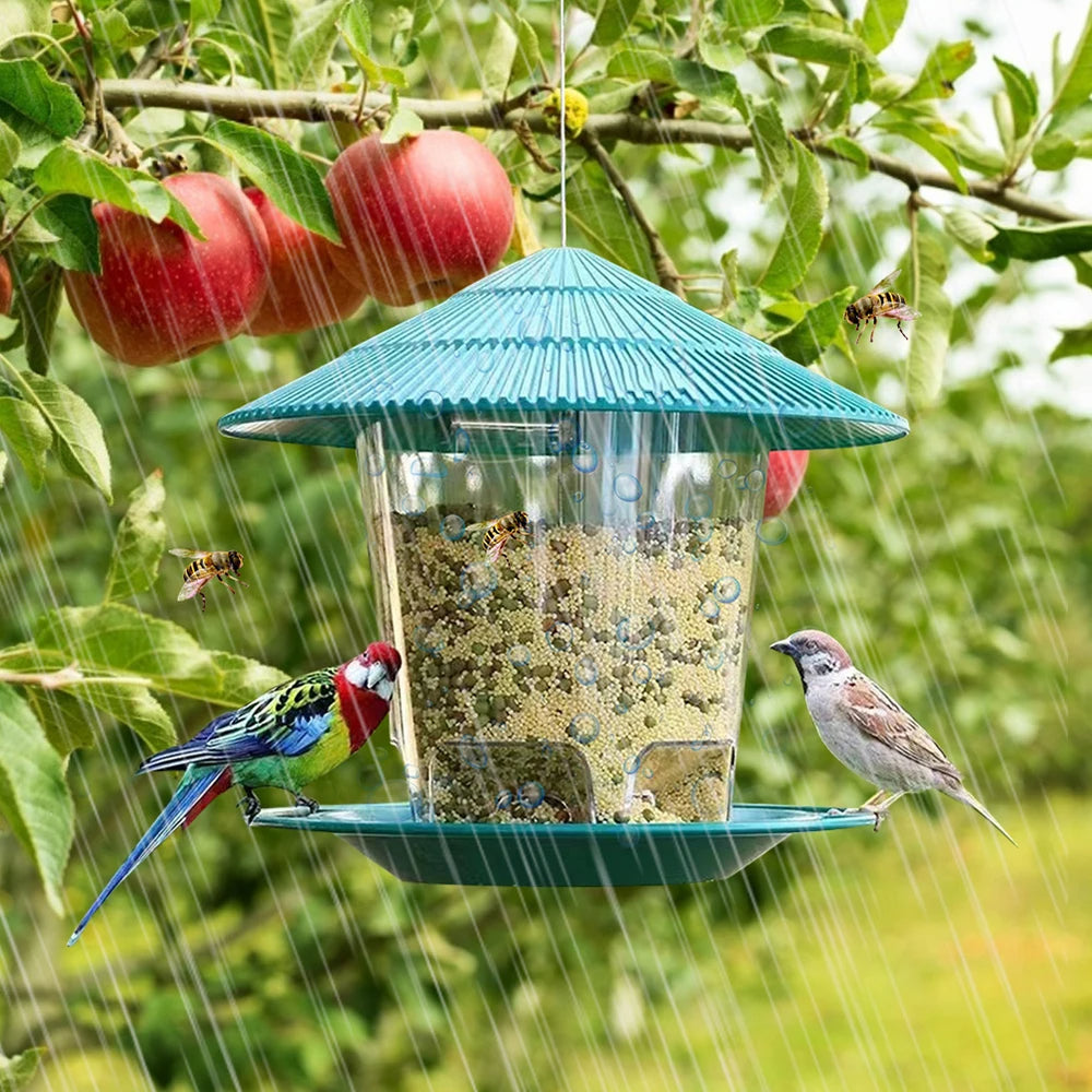 Hanging Bird Feeder with Automatic Seed Dispenser – Outdoor Wild Bird Feeding Station