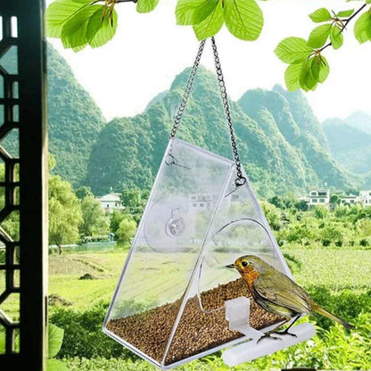 Clear Acrylic Hanging Bird Feeder – Transparent Window Outdoor Garden Feeder