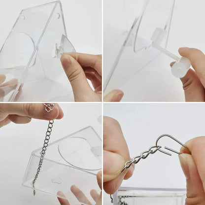 Clear Acrylic Hanging Bird Feeder – Transparent Window Outdoor Garden Feeder