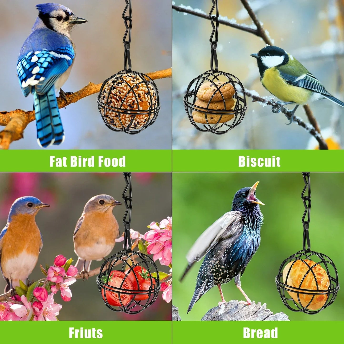 Metal Hanging Bird Feeder Set – Decorative Garden Wild Bird Feeding Station