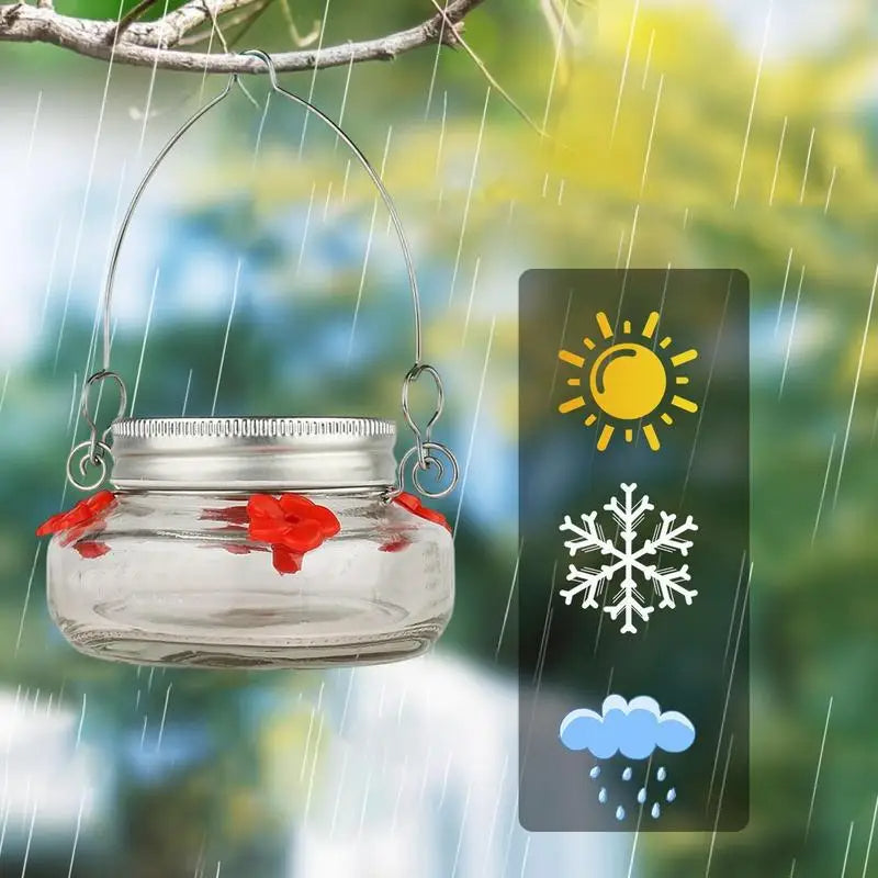 Clear Flower Port Hummingbird Feeder – Transparent Glass Nectar Bird Feeder