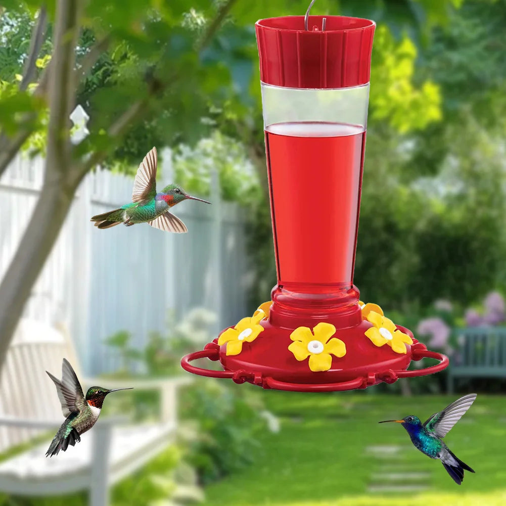 Large Capacity Plastic Hummingbird Feeder with Hook – Easy-Fill Nectar Feeder