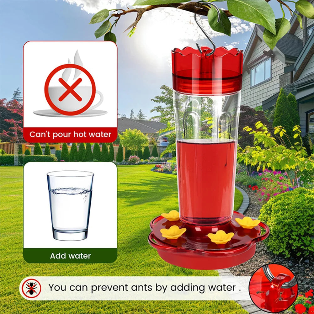 Large Capacity Plastic Hummingbird Feeder with Hook – Easy-Fill Nectar Feeder