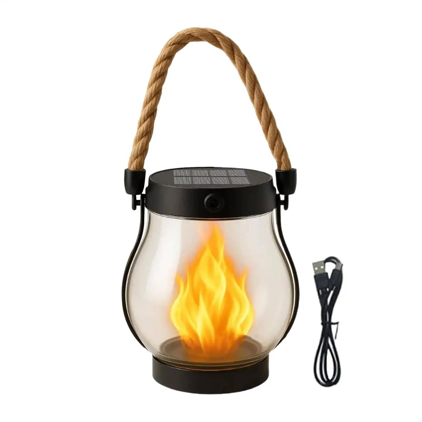 Solar Porch Flame Lanterns – Outdoor Solar Powered LED Flickering Fire Lantern