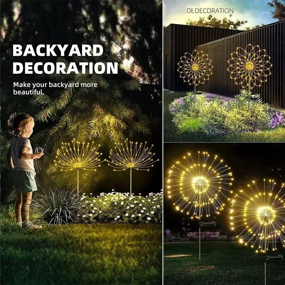 Outdoor Garden Firework Light Decoration – Solar LED Starburst Yard Stake
