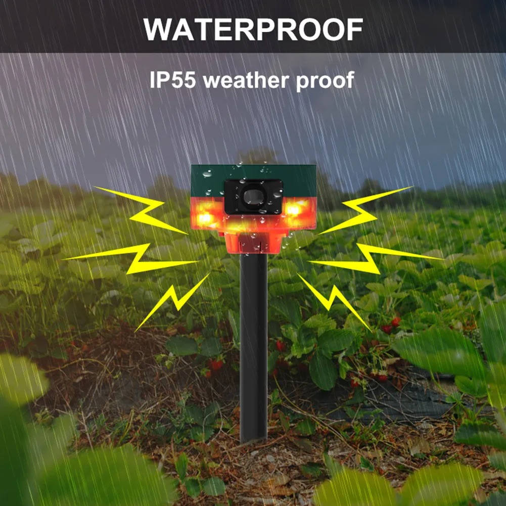 360° Solar Animal Repeller – Ultrasonic Deterrent for Birds Deer & Wild Boar