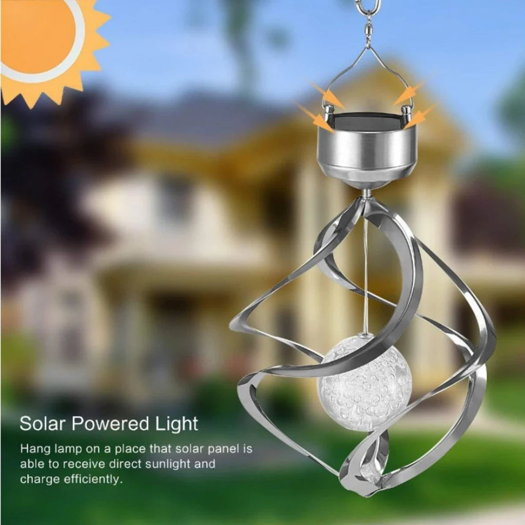 Solar Wind Chime Spinner with LED Lamp – Outdoor Garden Decorative Light