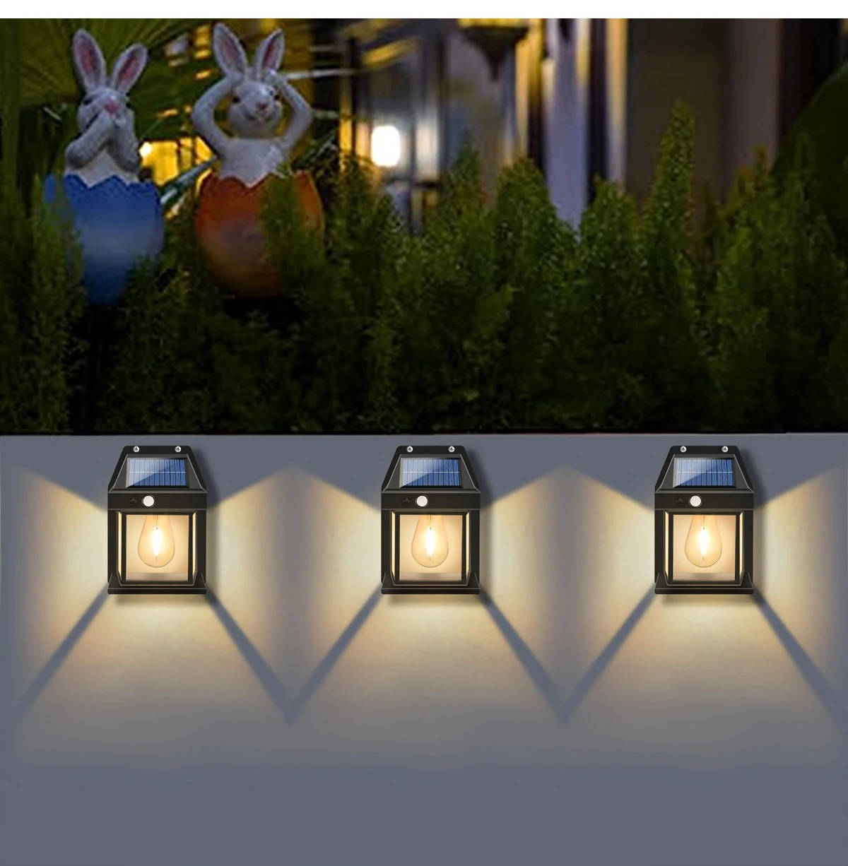 Solar Wall Lamp 2-Pack – Outdoor Waterproof LED Garden Security Light