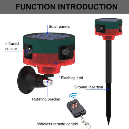 360° Solar Animal Repeller – Ultrasonic Deterrent for Birds Deer & Wild Boar