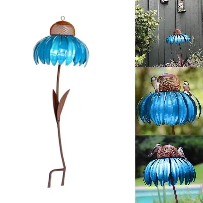 Outdoor Flower Bird Feeder – Decorative Wild Bird Seed Feeding Station