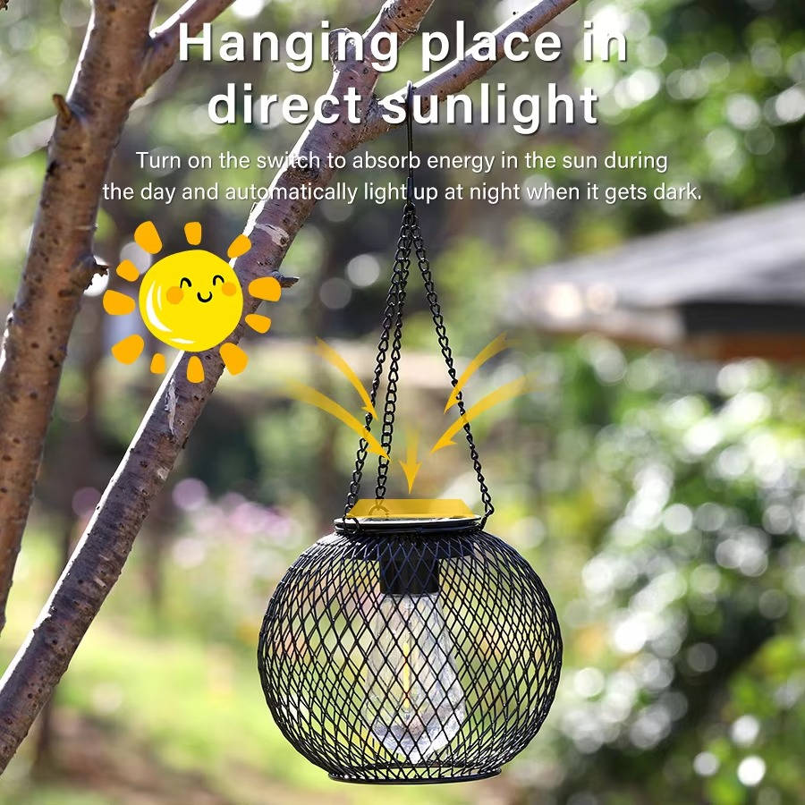 Outdoor Solar Hanging Lantern – Vintage Style Garden Patio Solar Lamp